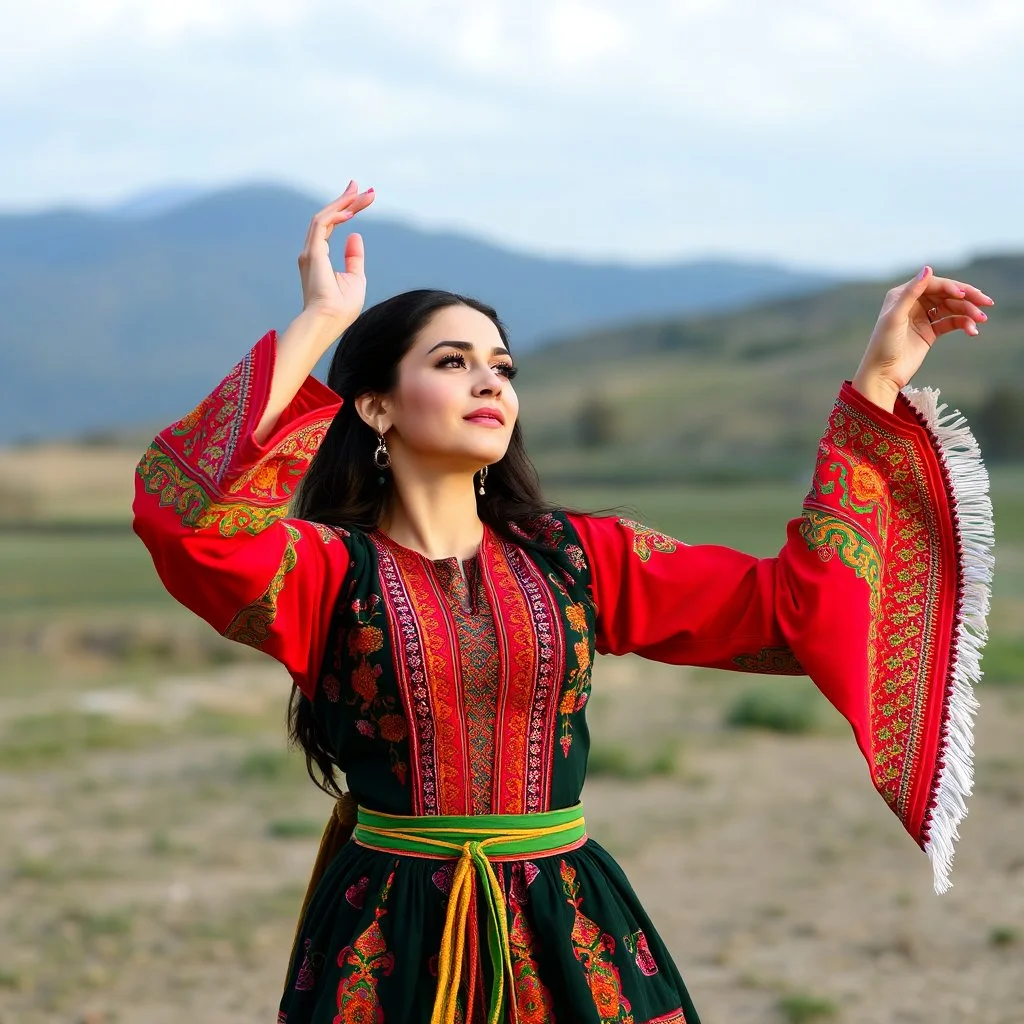 azeri female with traditional dance clothing