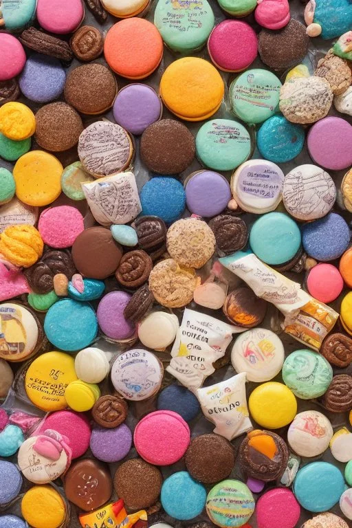 The map of the Solar System, made of macarons, candies and biscuits