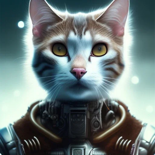 Cyberpunk Portrait of cyborg Scottish cat child with brown hair and with cute face, north pole snowy vibe , perfect composition, hyperrealistic, super detailed, 8k, high quality, trending art, trending on artstation, sharp focus, studio photo, intricate details, highly detailed, by greg rutkowski