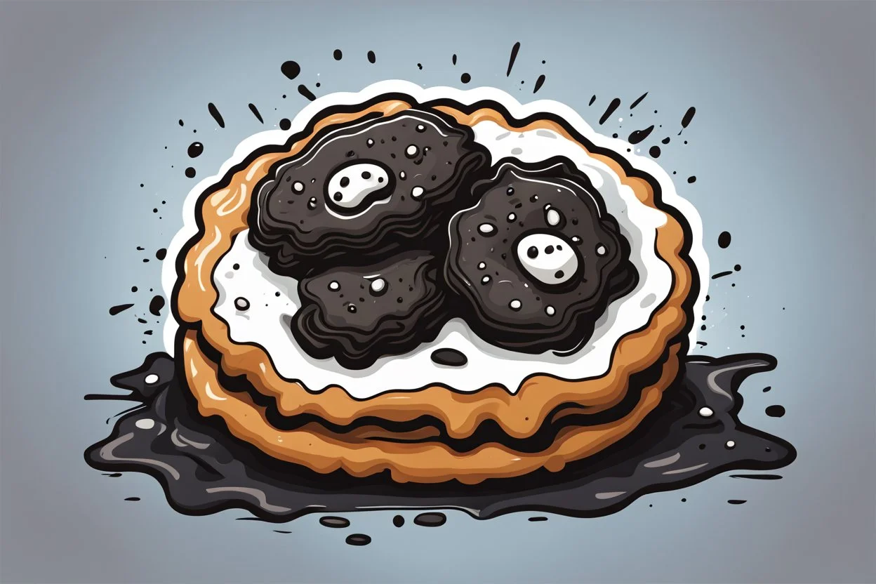 battered deep fried oreo, clean vector style, bold outline