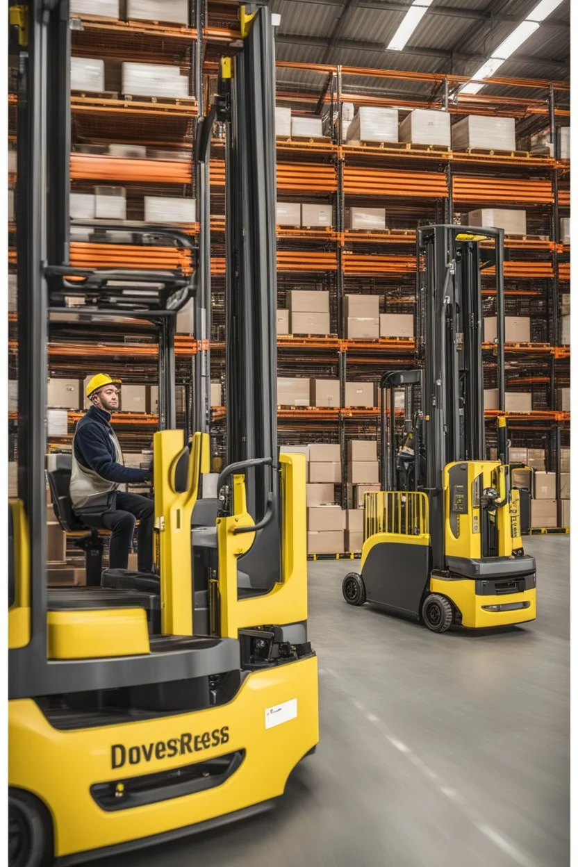 driverless forklifts moving in a warehouse