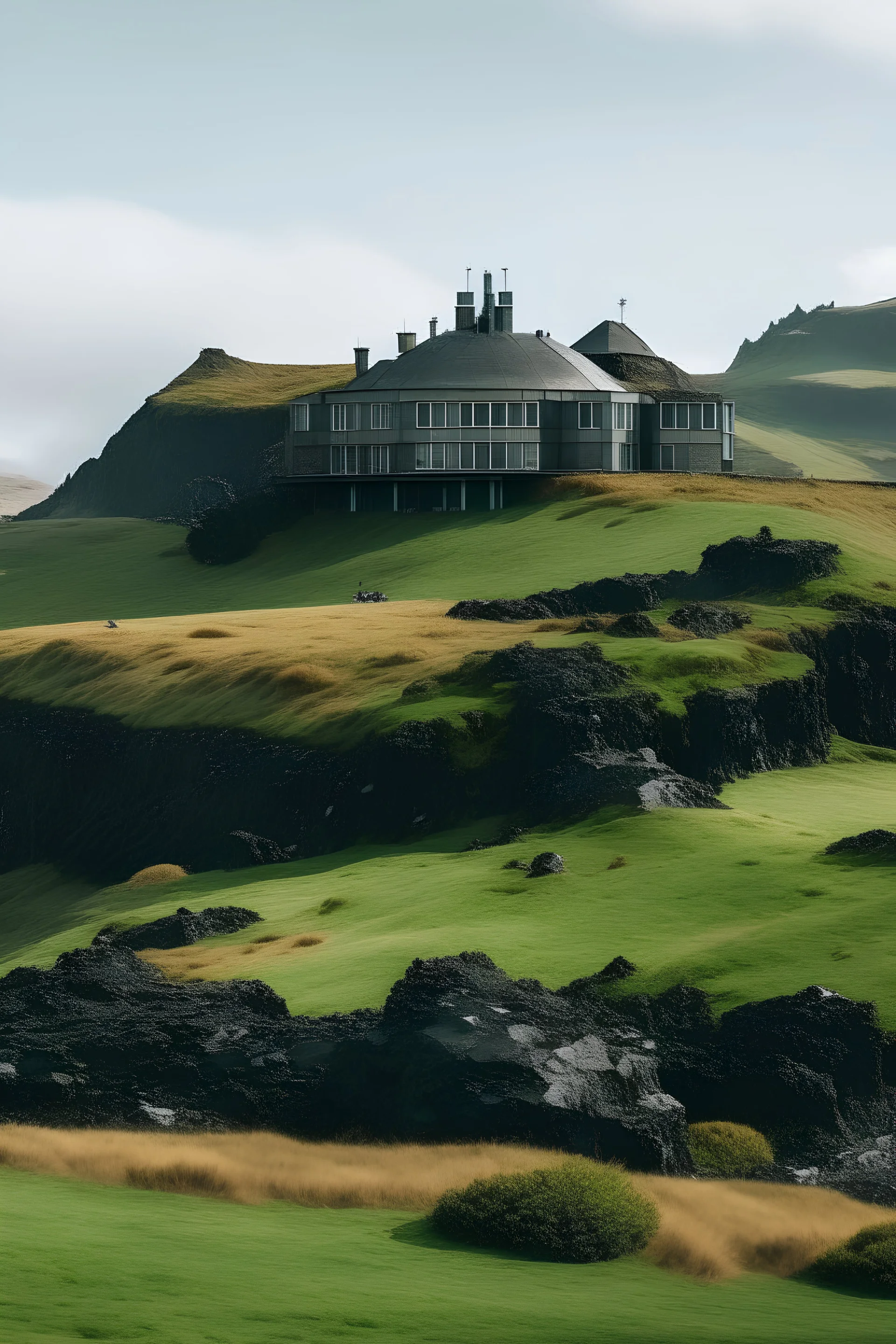 a big mansion on top of a mountain in iceland