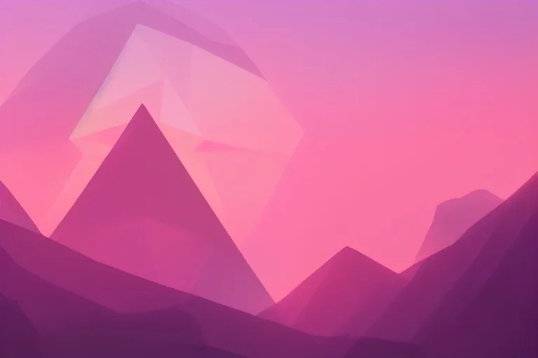 orange triangles, pink triangles, sunrise, mirror, painting