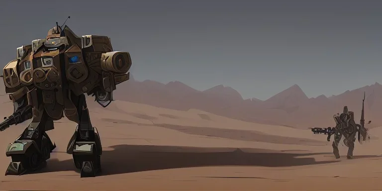 Military Mecha in Desert