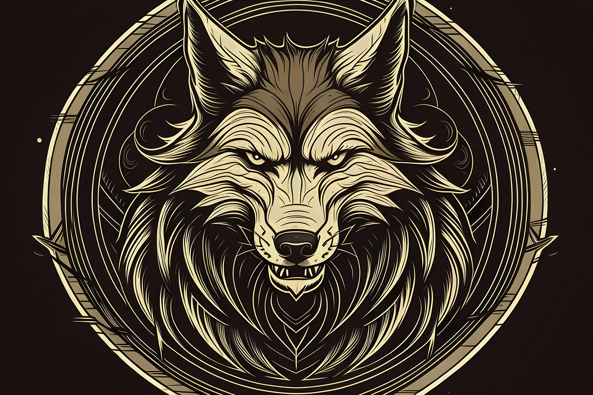 simple dramatic norse mythology drawing of fenrir facing forward