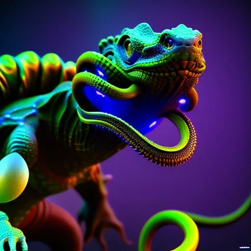 Reptile like creature with tentacles,Ultraviolet,dimension, unreal engine 5, 8k resolution, photorealistic, ultra detailed