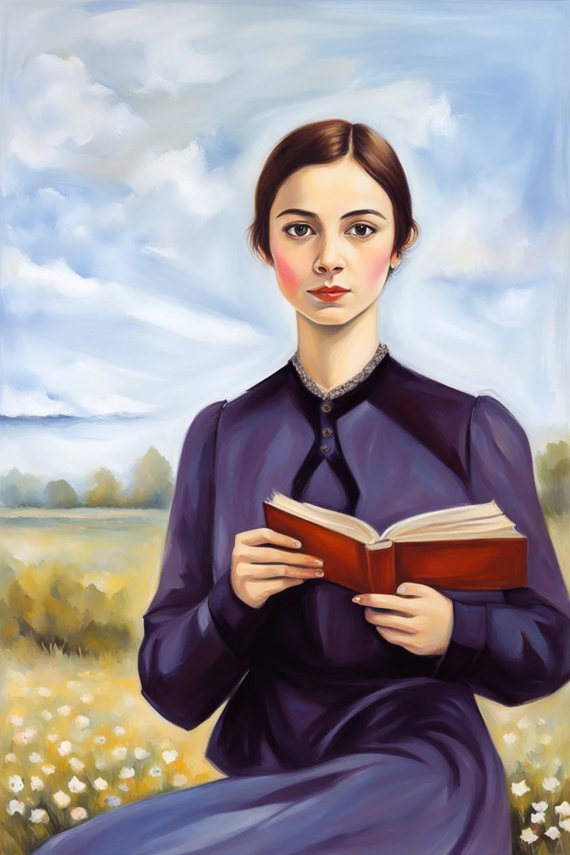 Young Emily Dickinson portrait by Bekir Salim, Fine Art, Art Deco, Abstract Realism, Figurative, high quality, historical