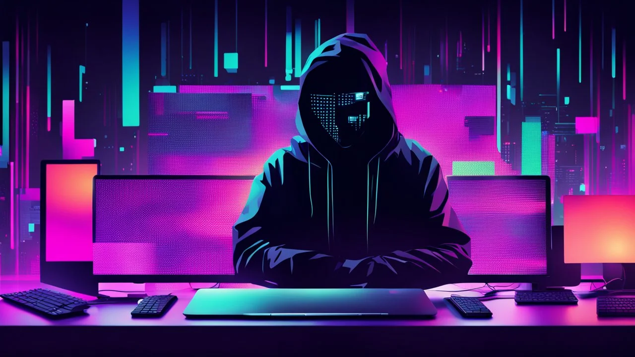 create me a hacker desktop background with the style of glitchart