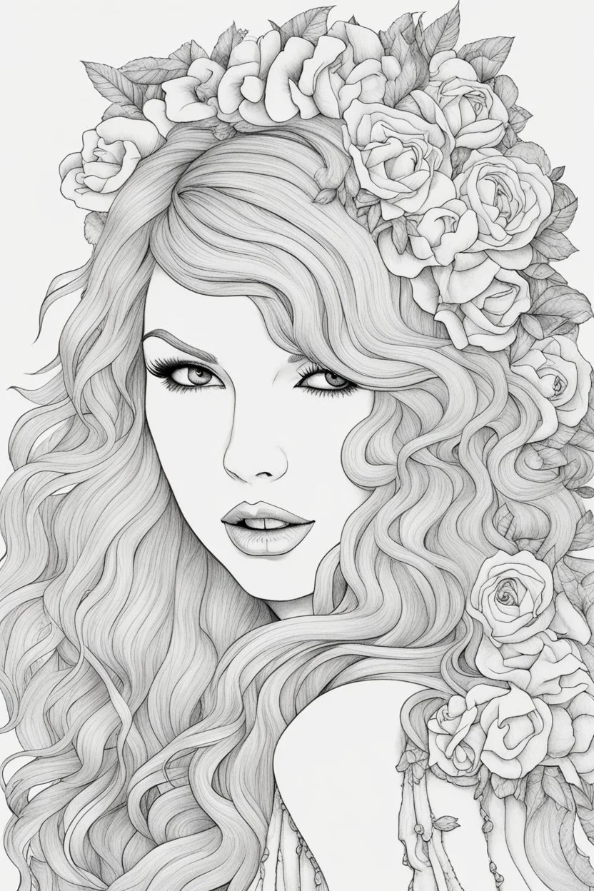 coloring pages of taylor swift for adults, Designs Black and white, No Shading