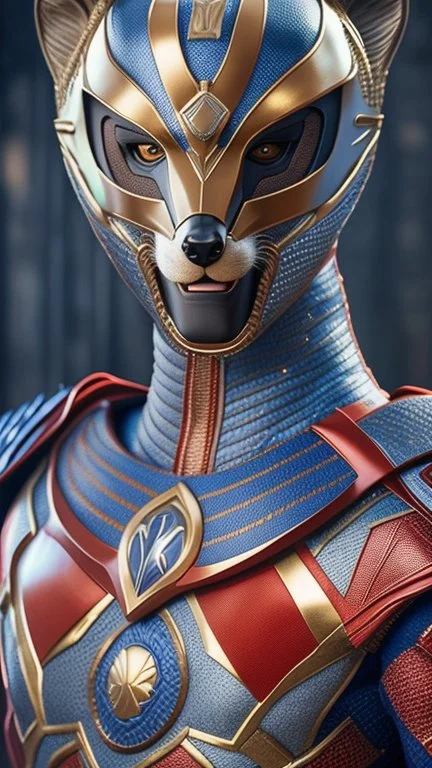 full body portrait of a Superhero Meerkatman, Serius, Mask, Head Man Mouth And Nose Hyper Realistic Armor Intricate Detail Novelty Full Body Cinematic 4k