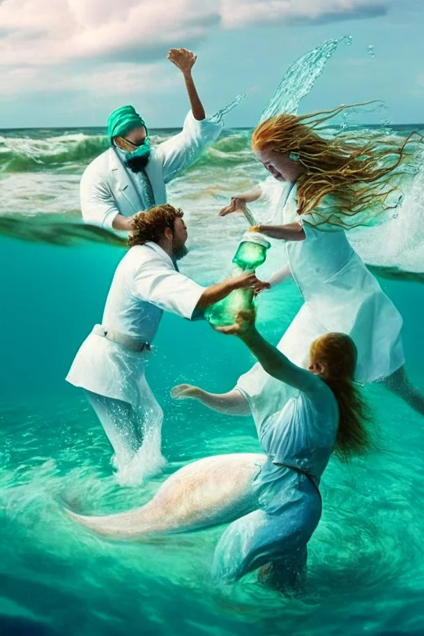 doctors throwing a girl mermaid into the ocean