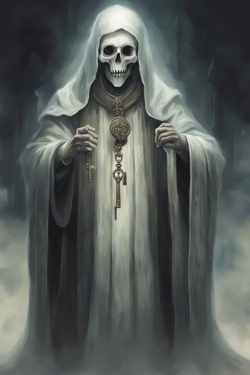 ghost of a scholar priest with a key