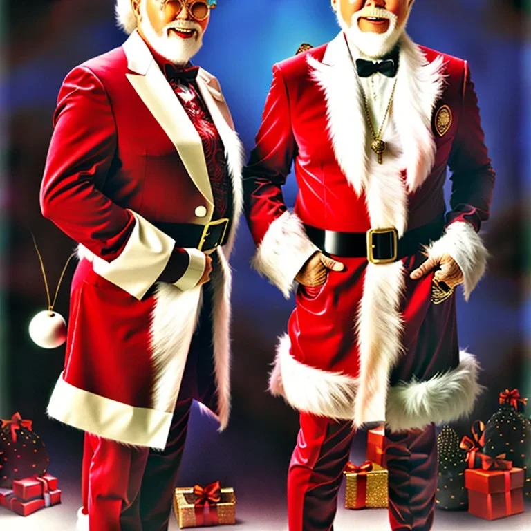 art by thomas kincaid, Kenny Rogers dressed as Santa, Colonel Sanders as Santa