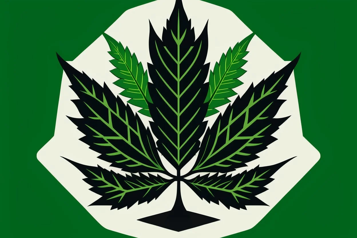 bentley style logo but with canabis leafs