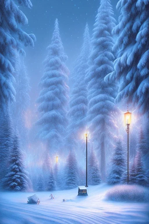 Wintertime Wonderland a Beautiful Hyperrealistic Digital Graphic in the Style of Jennifer Healy