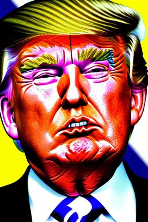 Donald Trump with his face painted like Skeletor. Photorealistic, color