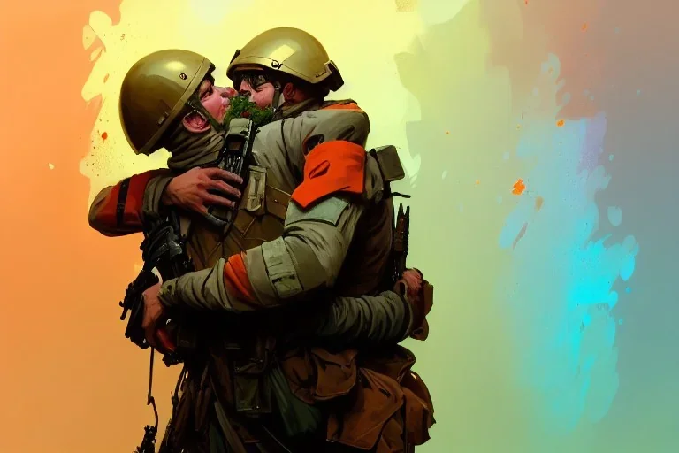 "close up on modern soldier hug each other in a beautiful house,fireplaceChristmas tree,gift,Christmas gift, Christmas decorations,Christmas tree" 8k resolution concept art by Greg Rutkowski dynamic lighting hyperdetailed intricately detailed Splash art trending on Artstation triadic colors Unreal Engine 5 volumetric lighting Alphonse Mucha WLOP Jordan Grimmer orange and teal"