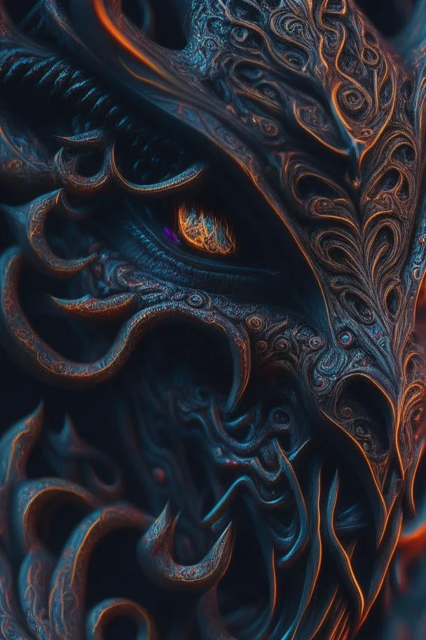 Black colorful demon,surreal, intricate, high detail, smooth, macro sharp focus, centered