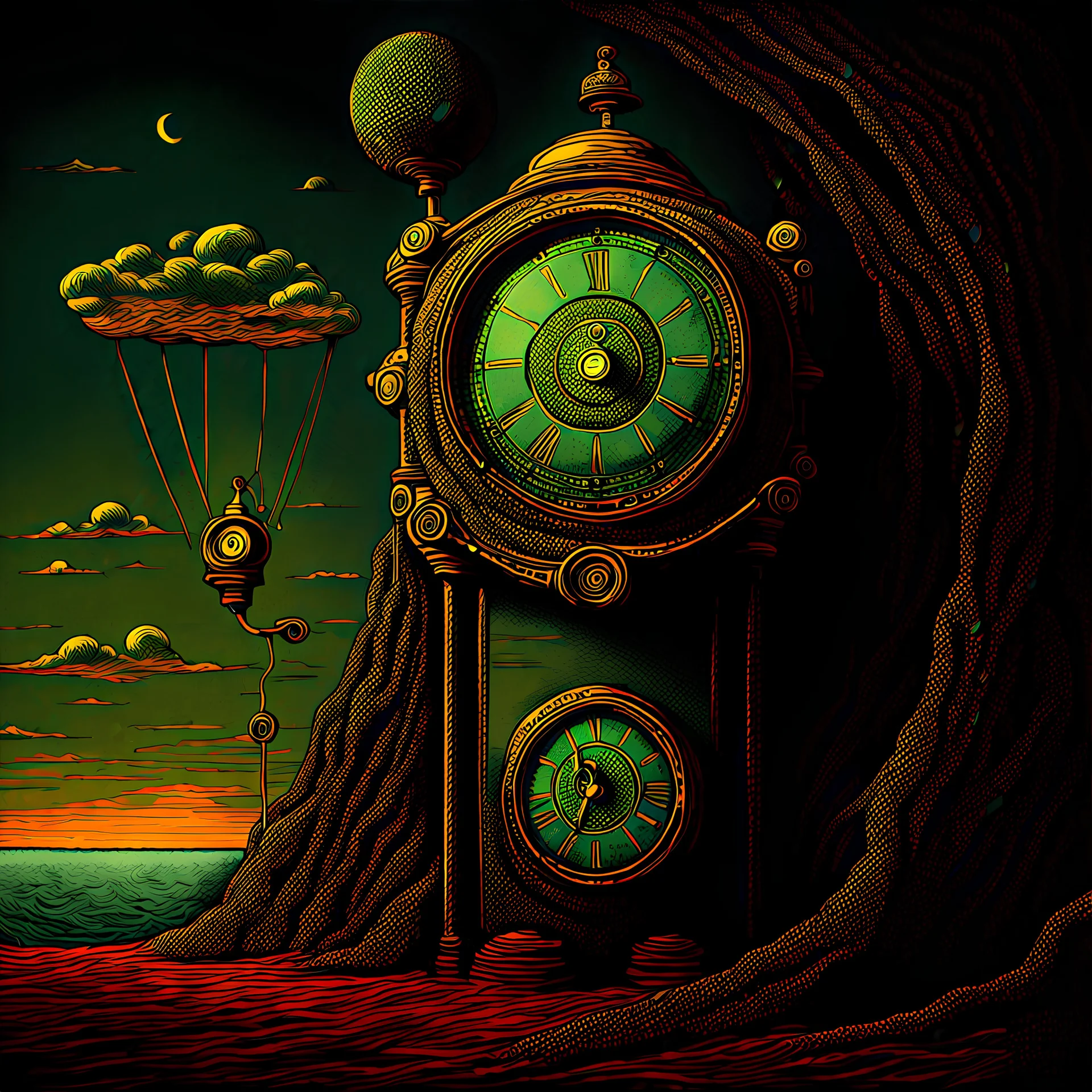 an artwork in the surreal style which shows : a timer