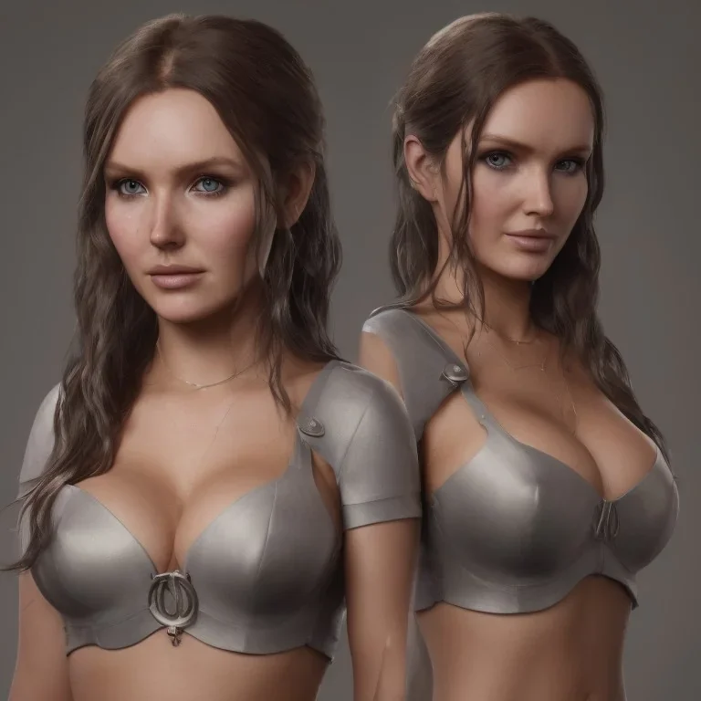 portrait busty and face, camilla luddington abandoned, big busty, viking clothes,