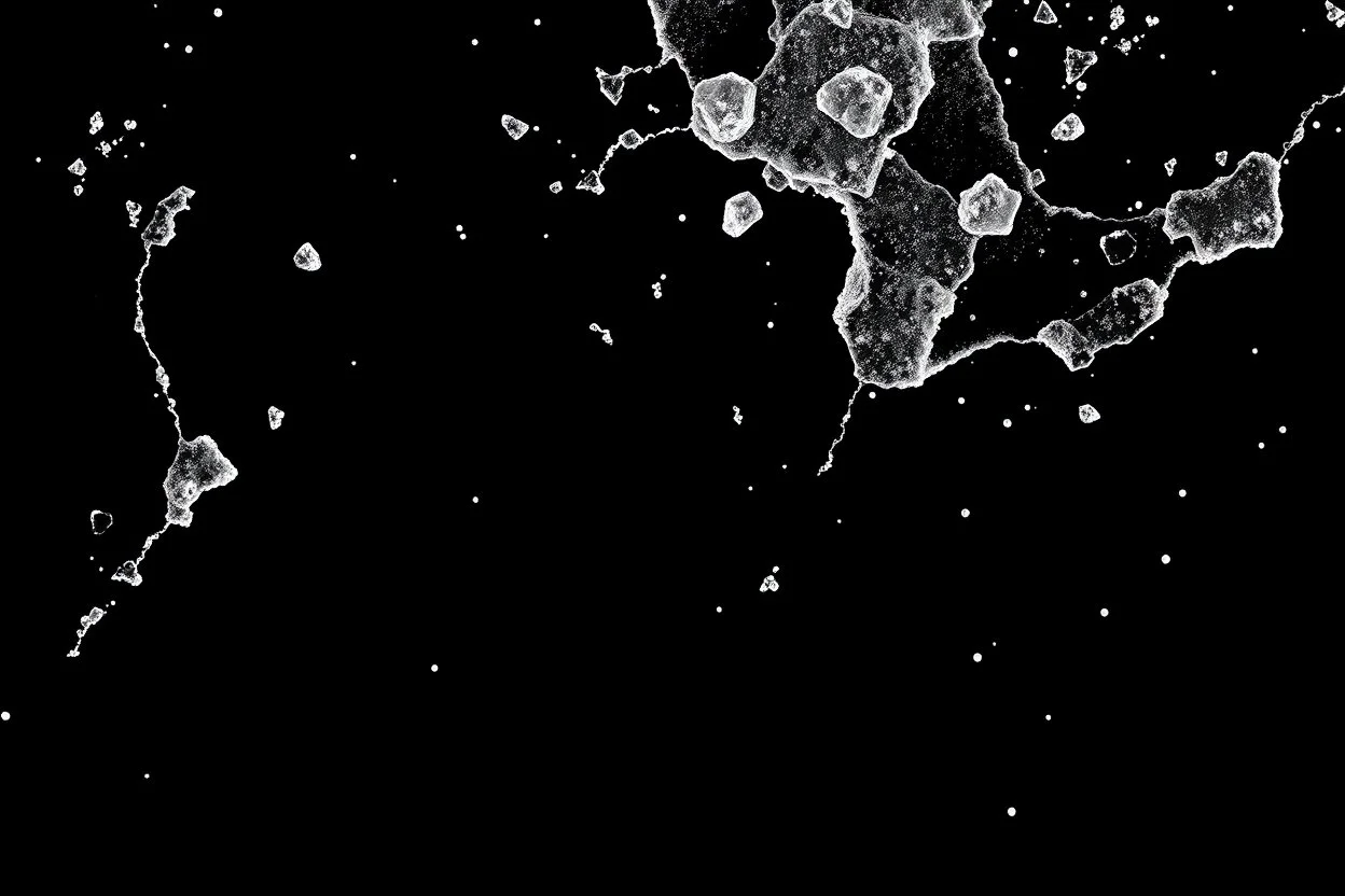texture of ice crystal on flat surface, white on black vector