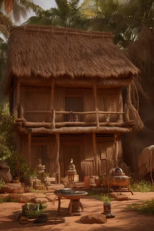 A photo taken from an african village "captain america", <character or scene>, kente, cinematic lighting --v 4 --q 2