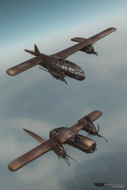 Plane, steampunk, hyper realistic