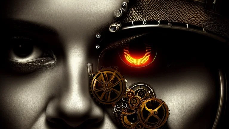 matrix style cyborg portrait detailed symmetrical realistic eyes steampunk cyborg cyborg intricate detailed to scale hyperrealistic dark lighting digital concept art