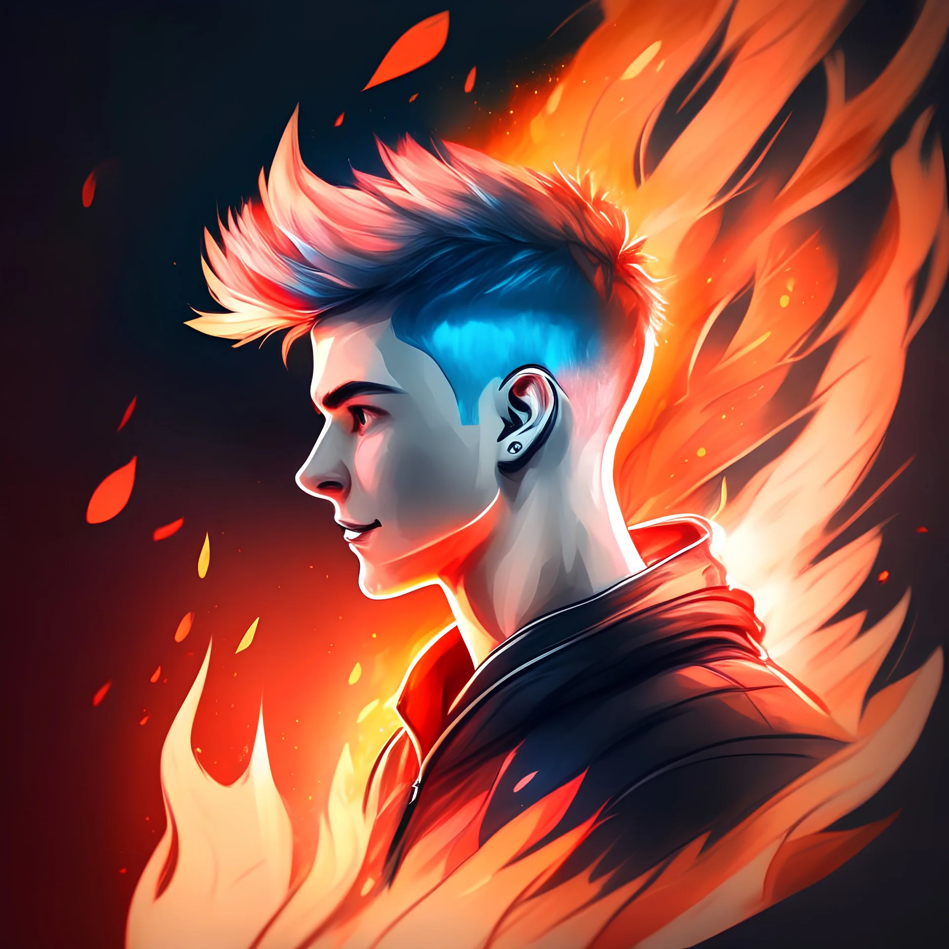 Esport Profile Picture, Drawing, fire background