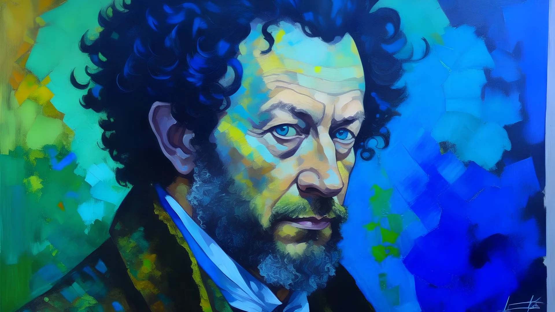 acrylic illustration, acrylic paint, (Alexander Sergeyevich Pushkin), detailed