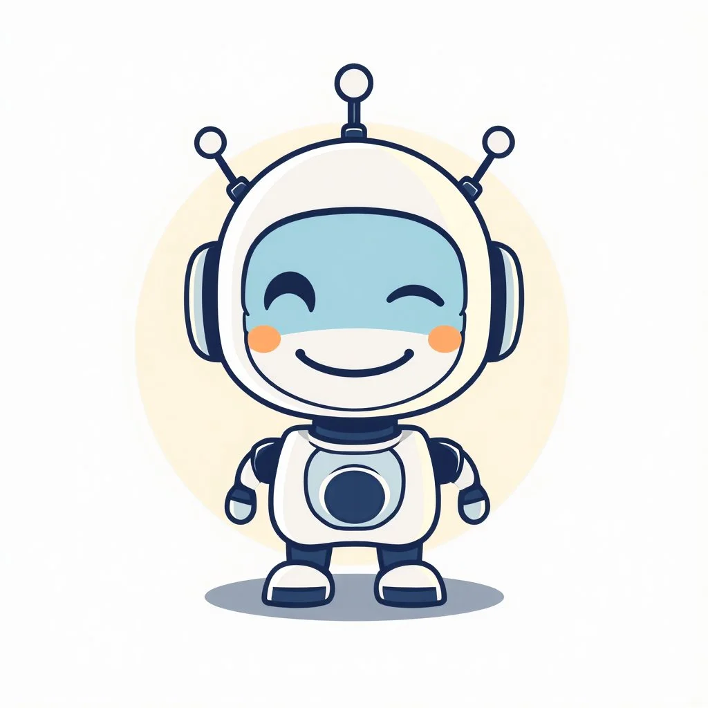 AI LOGO Robot simple, winking face happy