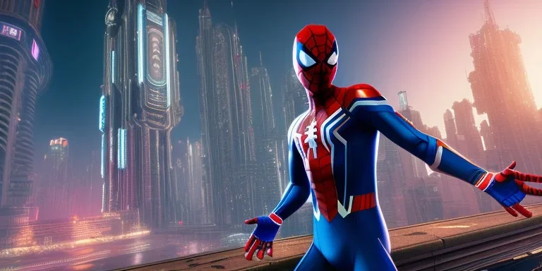 cyberpunk Spider-man, Full body, Game, village, 8k quality