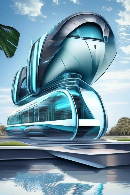 Water metro design, modern, sophisticated, futuristic, assume year to be 2100