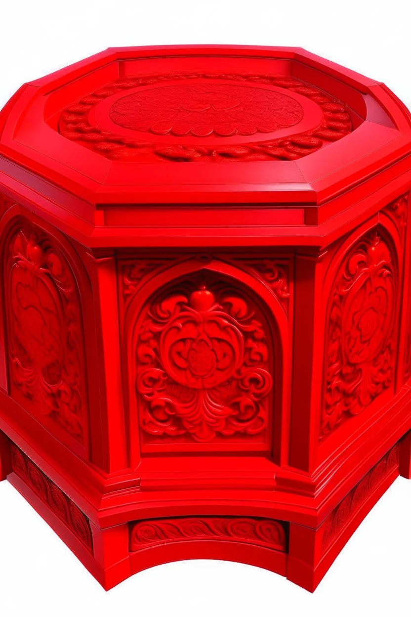 A cherry red colored fiery vault made out of brimstone designed in Mehndi design