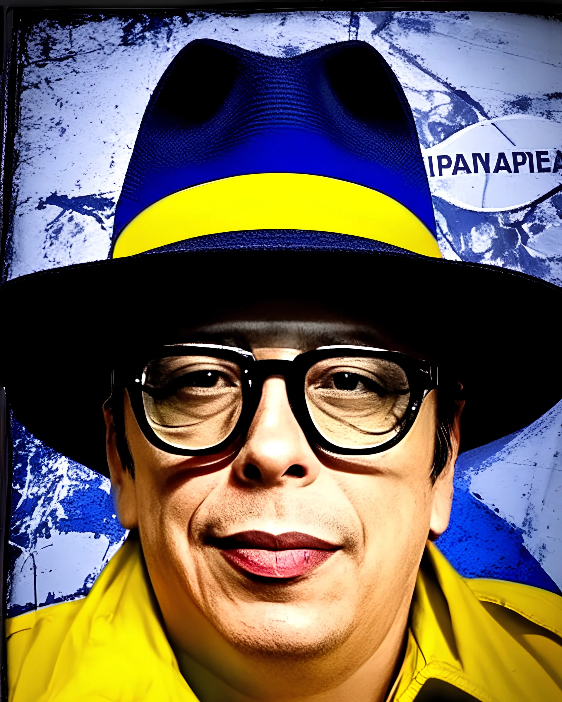 Gustavo Petro obra de arte coherente arte callejero 4k bandera de colombia igual que la foto sombrero dentro del marco