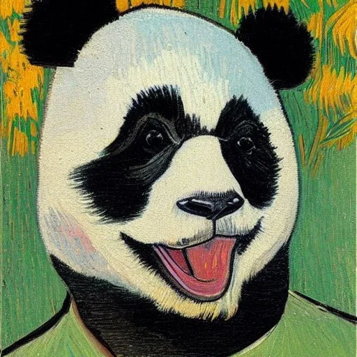 Portrait of panda smile van gogh