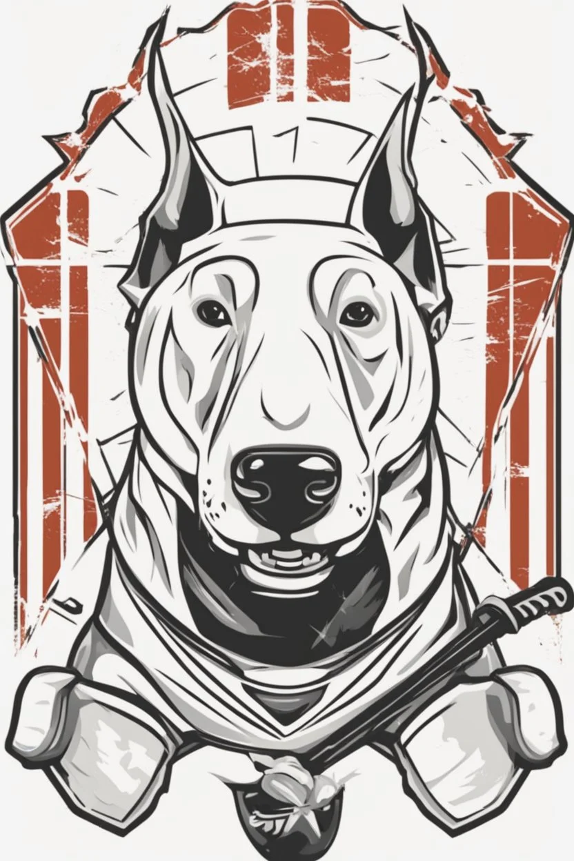 bull terrier hockey logo, thick lines, vector