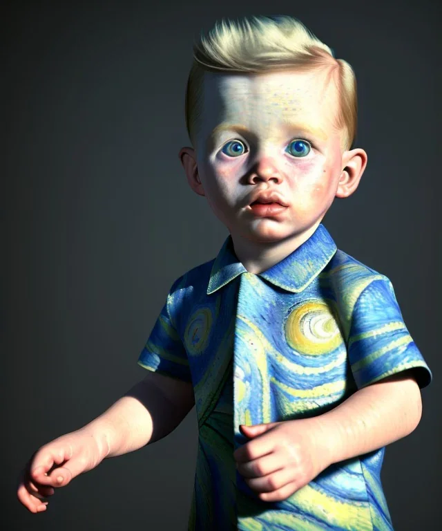 Van Gogh toddler, full body, dramatic lighting, hyper realistic