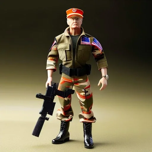 G.i. Joe toy camouflage khaki doll Donald Trump orange face with boots full body in package high resolution 2019, in a box with gun jungle