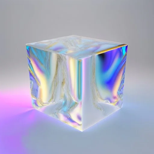 3d holographic marble square isolated on infinite white background, glow, glass effect, 4k. sober. fintech