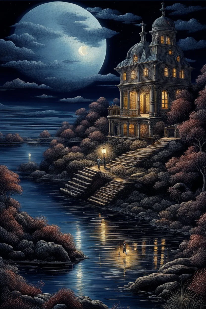 Moonlight,serenity,(((romantic surrealism)) (((complex details))),((masterpiece)),ultra-detailed, maximalistic. complex details, high detail, perfect proportions, clear focus, fine details, complex mesmerizing (((masterpiece))), pure perfection, close-up scene, super-detailed atmospheric details, complex masterpiece, saturated colors,(intricate details), breath of nature, Saturated colors,(((strong contrast,bright lighting))),(((bioluminescence))),🌹 🖼,(((fascinating lantern with bioluminescent