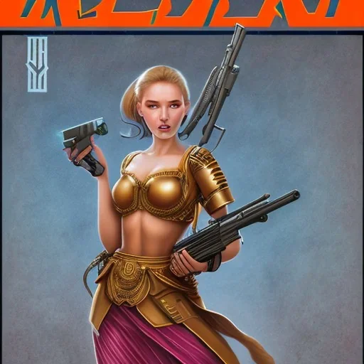 A girl happy in the apocalipsis with a gun