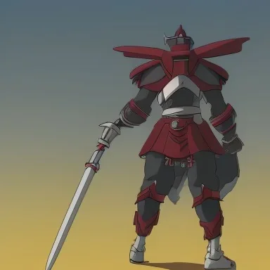 dark paladin with red stipes on armor