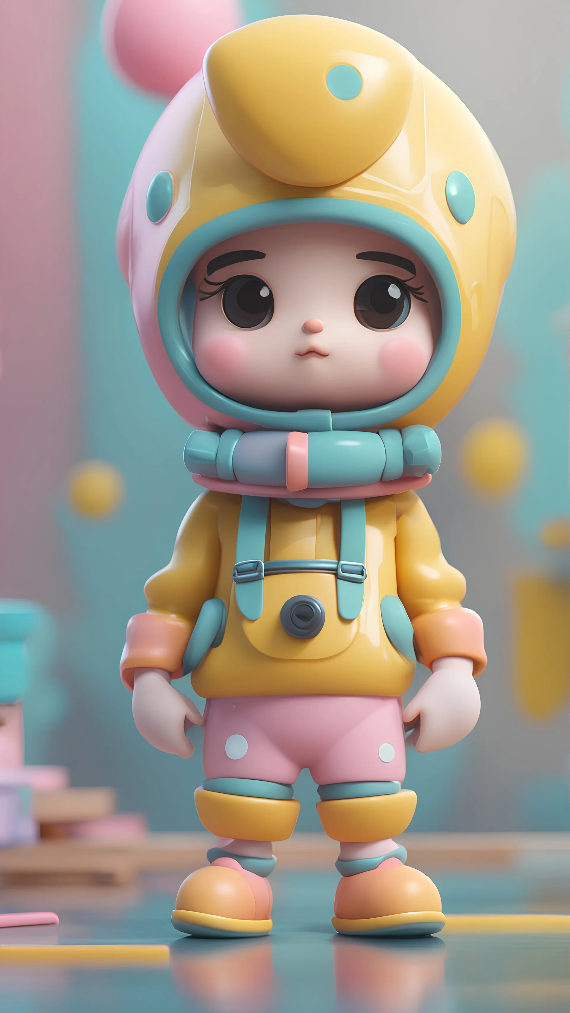 Tiny cute toy, standing character, soft smooth lighting, soft pastel colors, skottie young, 3d blender render, polycount, modular constructivism, pop surrealism, physically based rendering, square image.