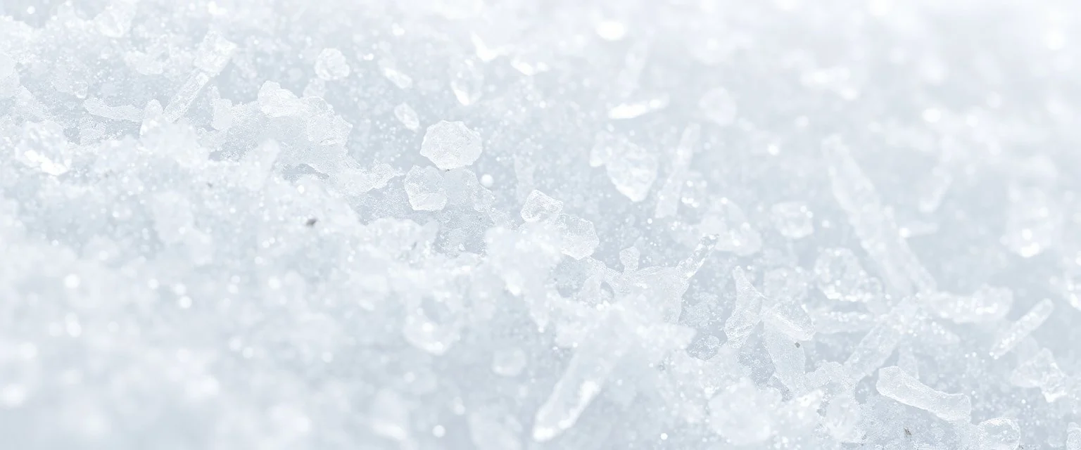 formation of surface ice crystals, macro on white