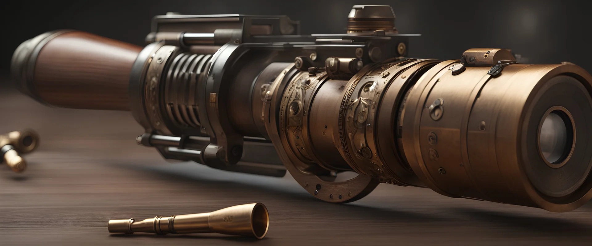 High-end state-of-the-art STEAMPUNK aesthetics flawless rugged steel COLT S.A.A.45 DSLR Telephoto Revolver Camera open cylinder front view barrel ammunition cartridge bullet,Highest quality telescopic Zeiss Zoom lens, supreme cinematic-quality photography,waltnut wood handle, Art Nouveau-visuals,Vintage style Octane Render 3D technology,hyperrealism photography,(UHD) high-quality cinematic character render,Insanely detailed close-ups capturing beautiful complexity,Hyperdetailed,Intricate,8K,