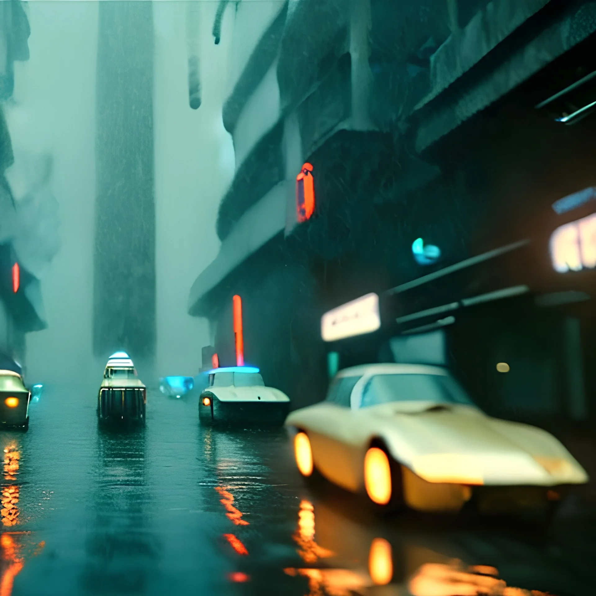 a rainy future city, still from bladerunner 2049, cinematic, hd