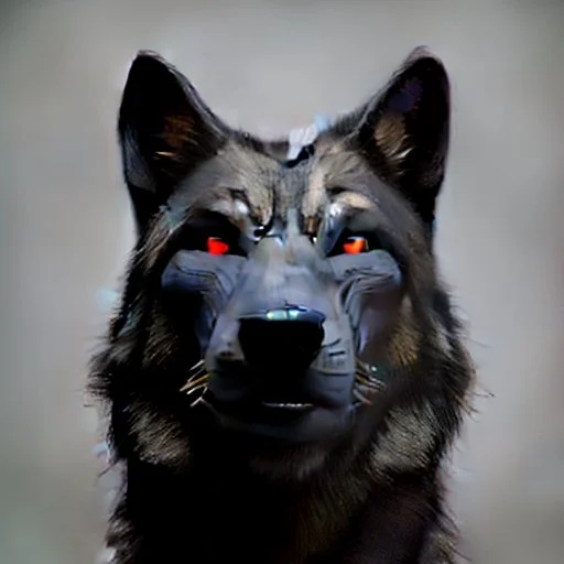 black alpha wolf baring teeth photorealistic