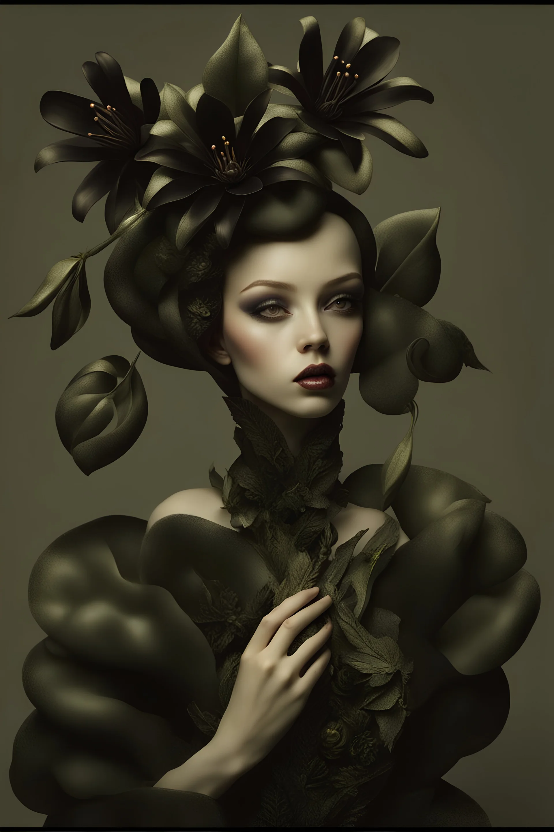 poetic licence;by artist "Dunning-Kruger effect";by photographer "Flora Borsi Bob Carlos Clarke";by artist "dark Passiflora edulis sculpted velvet colorway";intricately detailed;diorama;stunning;gorgeous;gas light"