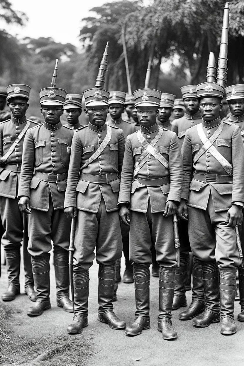 army of distopian victorian soldiers african